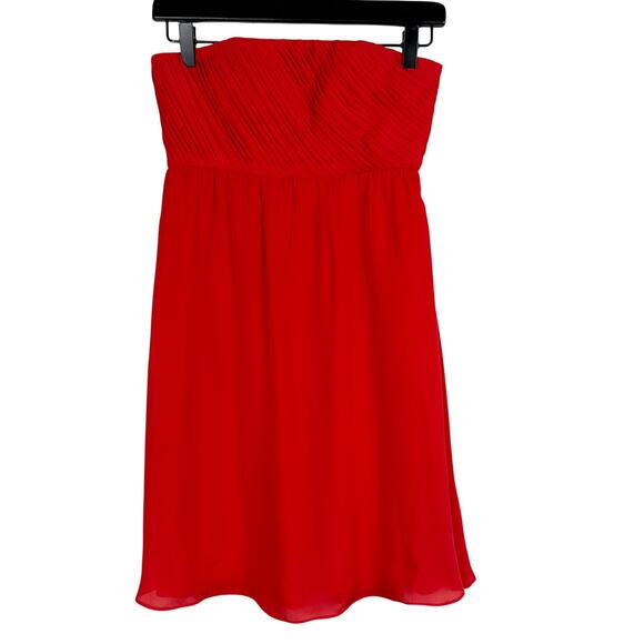 Alice + Olivia Dresses & Skirts - Alice + Olivia 100% Silk Chiffon Strapless Mini Dress Red - Size 2